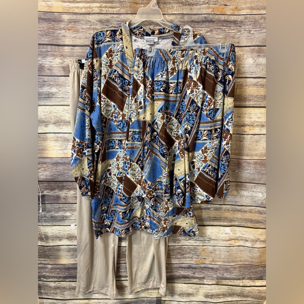 Vintage 90s Fashion Formulas Plus Size 1X Outfit Set Jacket Shorts‎ Pants Floral